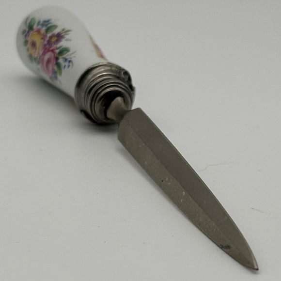 Limoges France Antique Porcelain Handpainted Letter Knife Matches Inkwell Marked - Picture 8 of 12